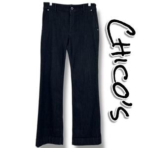 Chicos Trouser Jean 1 (M/8) Dark Wash Straight Leg Stretch Denim Pants Elevated